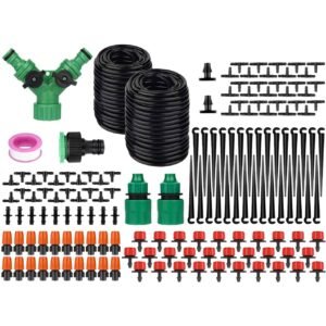 Drip Irrigation System, Irrigation System with 131.2FT/40M Drip Irrigation Hose