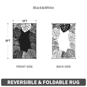 5x8 ft Waterproof Outdoor Mats Straw Tropical Palm Pattern