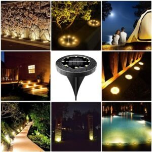 8 Pack, IP68, Solar Powered Ground Lights